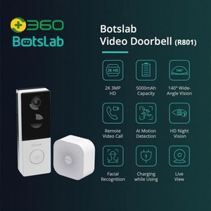+360 Botslab R801 3MP 2K Akıllı Ev Görüntülü Kapı Zili Kablosuz WiFi  Güvenlik koruma HDR Gece Görüş Alexa Google 2024 Model