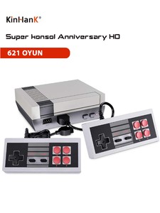 Kinhank Retro Klasik Oyun Konsolu, HDMI Çıkışlı Dahili 621 Oyunlu, Çift Kontrol 8-Bit Taşınabilir Oyun konsolu