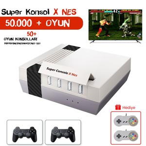 Kinhank Super Konsol X NES 64GB ÇİFT JOYSTİCK 50.000+ OYUN 50+ OYUN KONSOLU  PSP/PS1/SNES/NES/N64/DC/NEO GEO