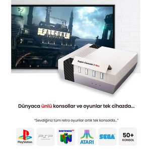 Kinhank Super Konsol X NES 64GB ÇİFT JOYSTİCK 90.000+ OYUN 50+ OYUN KONSOLU  PSP/PS1/SNES/NES/N64/DC/NEO GEO