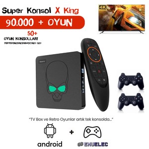 Kinhank Super Konsol X KING 64GB ÇİFT JOYSTİCK 49.000+ OYUN 50+ OYUN KONSOLU + 4K 32G Android TV 9.0PSP/PS1/SNES/NES/N64/DC/NEO