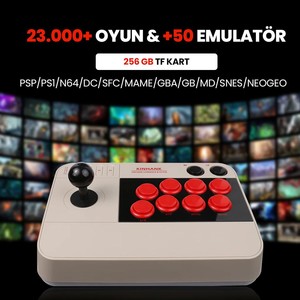 Kinhank Super Konsol ARCADE 3D JOYSTCİK 64GB 13000+ OYUN 50+ OYUN KONSOLU PS3 VE PS4 UYUMLU PSP/PS1/SNES/NES/N64/DC/NEO G