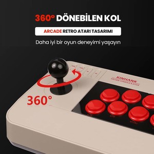 Kinhank Super Konsol ARCADE 3D JOYSTCİK 64GB 13000+ OYUN 50+ OYUN KONSOLU PS3 VE PS4 UYUMLU PSP/PS1/SNES/NES/N64/DC/NEO G