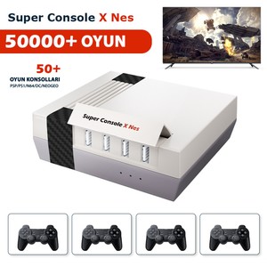 Kinhank Super Konsol X NES 64GB Dört JOYSTİCK 50.000+ OYUN 50+ OYUN KONSOLU  PSP/PS1/SNES/NES/N64/DC/NEO GEO