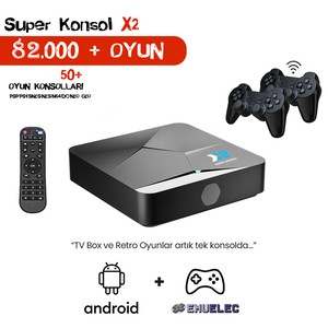 Kinhank Super Console X2 Retro Video Oyun Konsolu,Dahili 82.000 Retro Oyun,Uyumlu 60+ Emülatör,Çift Sistem,S905X2 Dört Çekirdekl