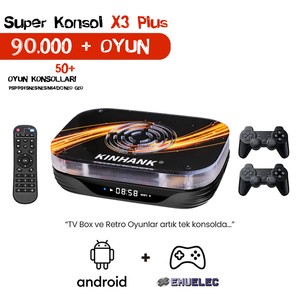 Kinhank Super Console X3 Plus Video Oyun Konsolu, 90000+ Oyun, S905X3 Çip, EmuELEC 4.5/Android 9.0/CoreELEC 3 Sistemleri, 8K UHD