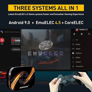 Kinhank Super Console X3 Plus Video Oyun Konsolu, 90000+ Oyun, S905X3 Çip, EmuELEC 4.5/Android 9.0/CoreELEC 3 Sistemleri, 8K UHD