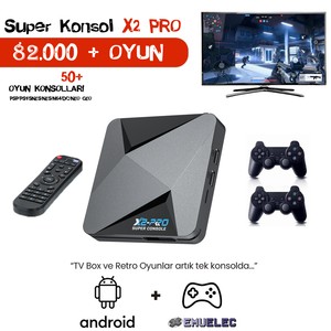 Kinhank Super Konsol X2 PRO 64GB ÇİFT JOYSTİCK 82.000+ OYUN 50+ OYUN KONSOLU PSP/PS1/SNES/NES/N64/DC/NEO GEO