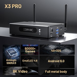 Kinhank Super Console X3 PRO S905X3 Çip ve 4 GB RAM + 32 GB Hafıza 60.000+ Oyun Emuelec 4.6, Android 9 ve Coreelec+ 500gb HDD